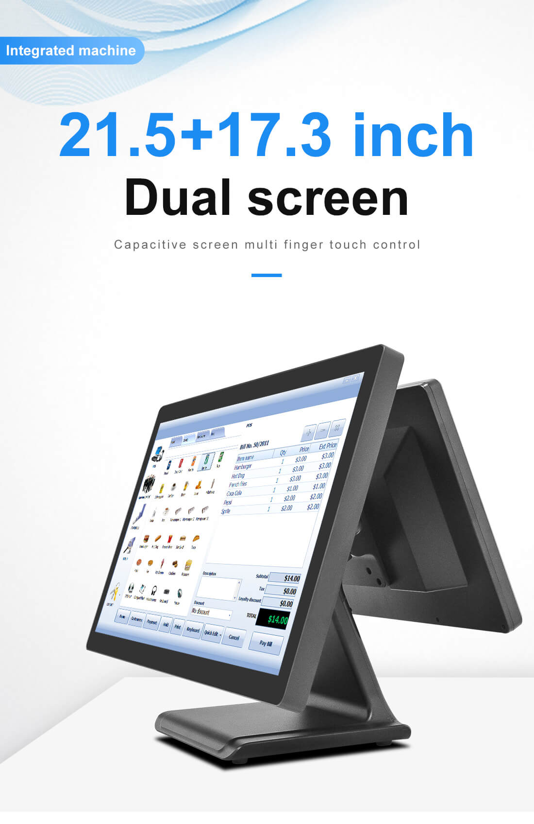 21.5inch dual screen pos machine