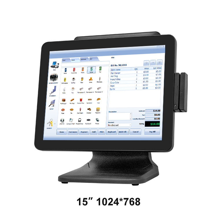 Touch POS system with fanless motherboard A1503L