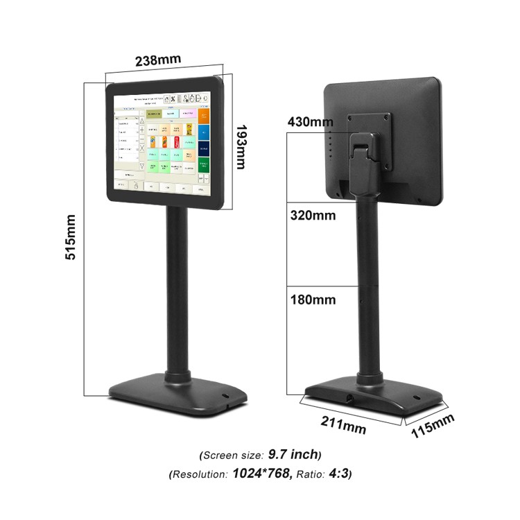 Adjustable height 9.7-inch monitor stand TX-097M