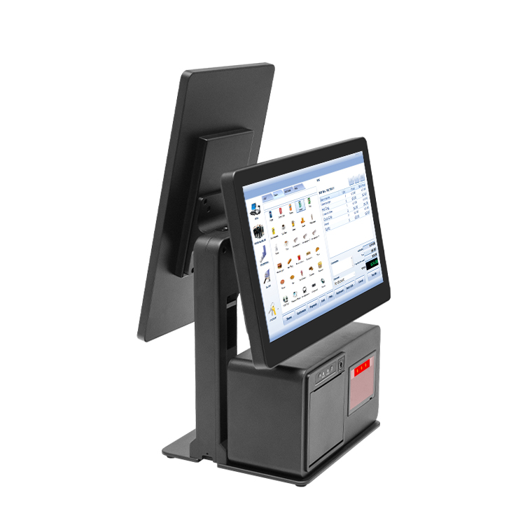 15.6-inch dual-screen all-in-one POS machine can support horizontal and vertical dual-screen stand